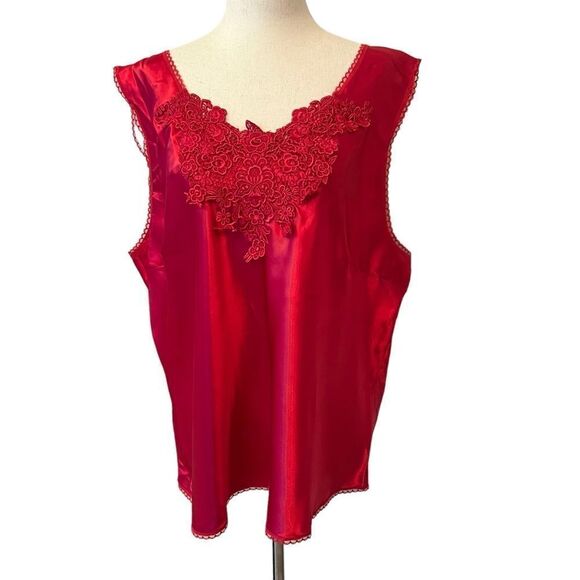 Vintage Escapades Silky Feel Camisole with Embroidery Decoration Plus Size - Picture 1 of 6